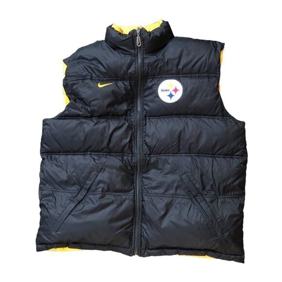 RARE Reversible Nike Jacket NFL Pittsburg Steelers Duvet Puffer Vest XL - Picture 14 of 16